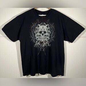 VTG Y2K 2008 LA Ink Men's XL T-shirt Skull Cross Tattoo Grunge Black Size XL